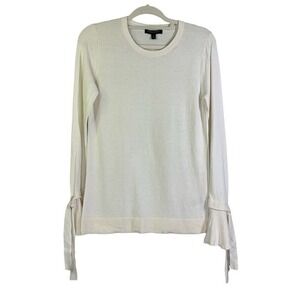 BANANA REPUBLIC Crew‎ Neck Tulip Sleeve W/Bow Tie Detail Cozy Knit Sweater